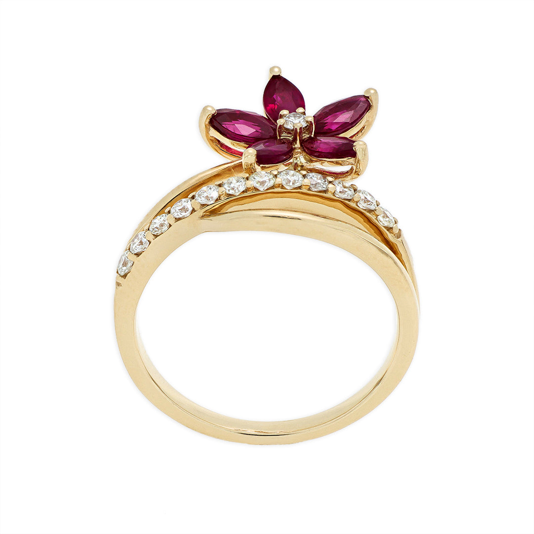 Anillo Flor Rubies