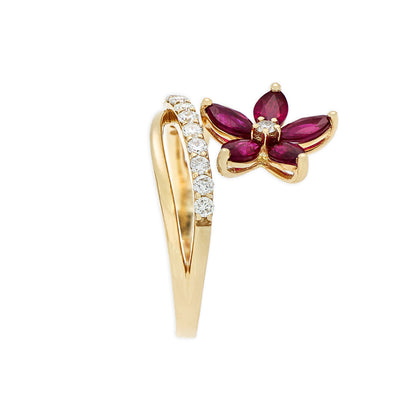 Anillo Flor Rubies