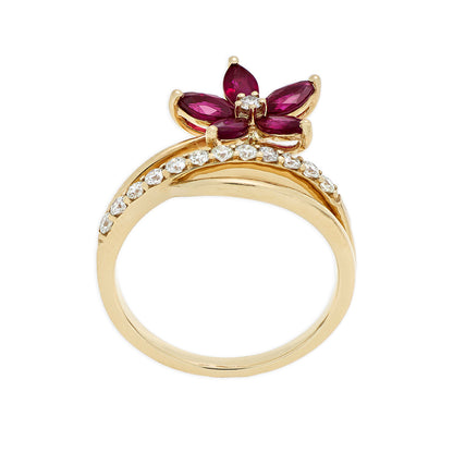 Anillo Flor Rubies