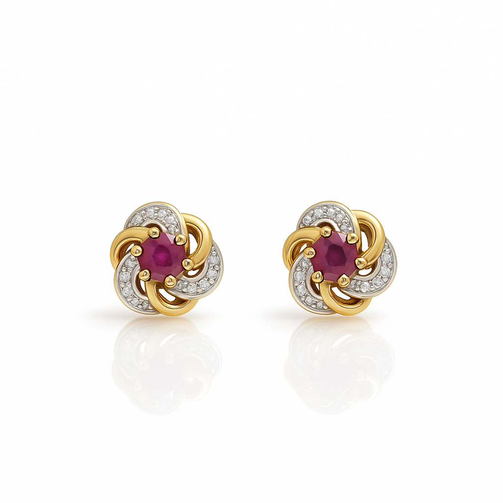 Aretes Nudo Rubí