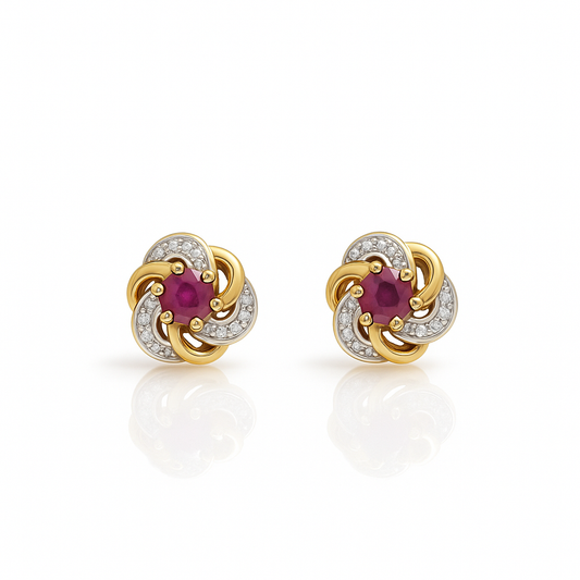 Aretes Nudo Rubí
