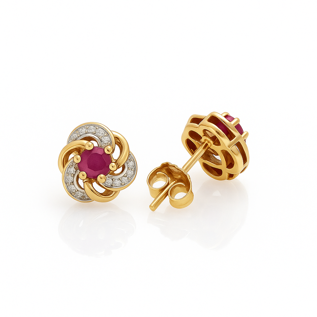 Aretes Nudo Rubí