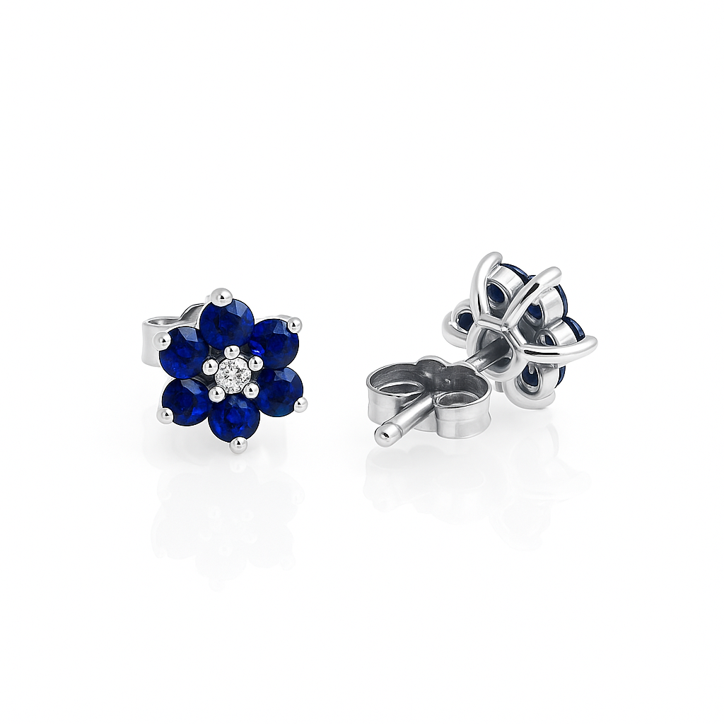 Aretes Flor Zafiro