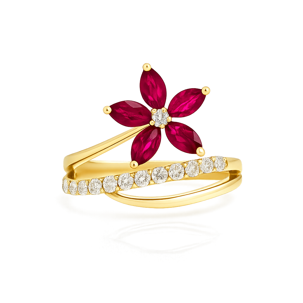 Anillo Flor Rubies