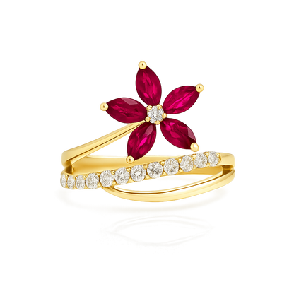Anillo Flor Rubies
