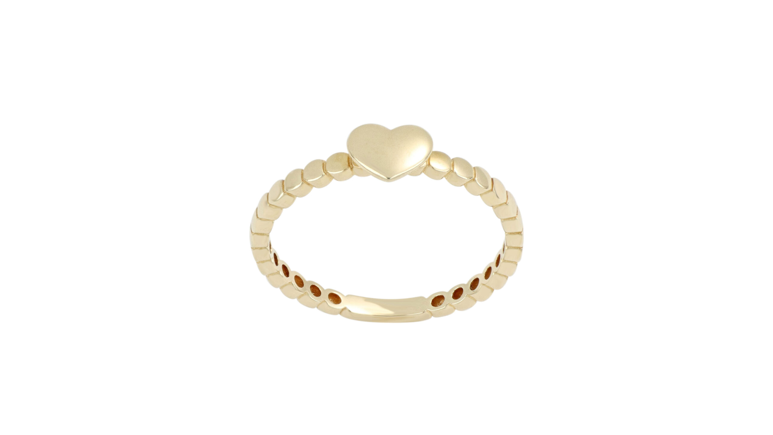 Anillo Oro Amarillo Corazon y Eslobones 14K